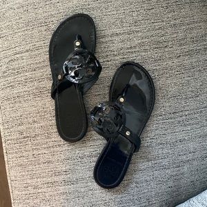 Tory Burch Miller Sandals - Black Patent Leather